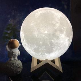 img 4 attached to 🌙 NSL Lighting Moon Lamp - Girls Birthday Gifts and Night Lights for Kids Room, 3D Printed Moon Light for Bedrooms