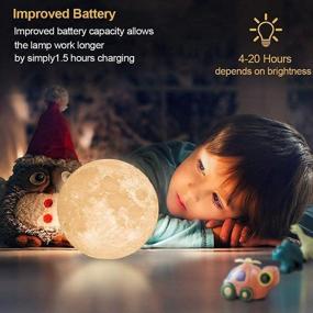 img 3 attached to 🌙 NSL Lighting Moon Lamp - Girls Birthday Gifts and Night Lights for Kids Room, 3D Printed Moon Light for Bedrooms