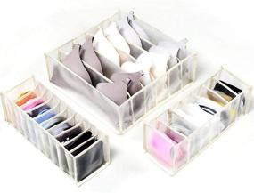 img 4 attached to 📦 Maximize Closet Space with our 3 Pack Underwear Organizer Drawer Divider - Home Foldable Storage Box (White)