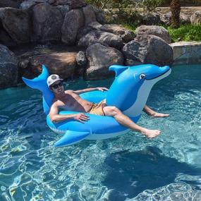 img 1 attached to 🐬 OceanFun Dolphin Pool Float Party Tube - Inflatable Rafts for Adults & Kids