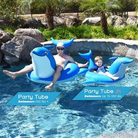 img 3 attached to 🐬 OceanFun Dolphin Pool Float Party Tube - Inflatable Rafts for Adults & Kids