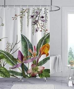 img 4 attached to 🌴 Enhance Your Bathroom Décor with wtisan Tropical Shower Curtain – Waterproof Fabric, 72x72 Inch, Complete with 12 Plastic Hooks!