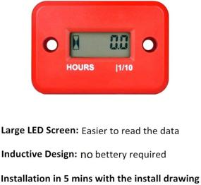 img 1 attached to 🔴 Красный водонепроницаемый LCD-цифровой индукционный счетчик часов и тахометр для морской мотоцикла ATV снегохода, лодки, горнолыжного спуска автомобиля, газонокосилки, газового двигателя генератора - Floor88