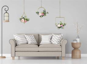 img 1 attached to 🌺 Lvydec Floral Hoop Wreaths, Set of 3 - Hanging Artificial Flower Wall Decor with Silk Roses and Eucalyptus Leaves for Weddings, Parties, Nurseries, and Home Decorations