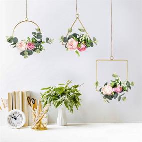 img 3 attached to 🌺 Lvydec Floral Hoop Wreaths, Set of 3 - Hanging Artificial Flower Wall Decor with Silk Roses and Eucalyptus Leaves for Weddings, Parties, Nurseries, and Home Decorations