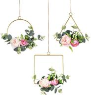 🌺 lvydec floral hoop wreaths, set of 3 - hanging artificial flower wall decor with silk roses and eucalyptus leaves for weddings, parties, nurseries, and home decorations логотип