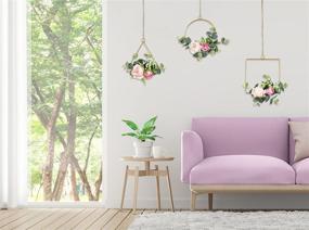 img 2 attached to 🌺 Lvydec Floral Hoop Wreaths, Set of 3 - Hanging Artificial Flower Wall Decor with Silk Roses and Eucalyptus Leaves for Weddings, Parties, Nurseries, and Home Decorations