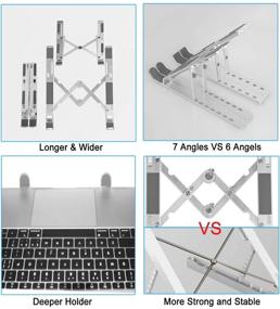 img 2 attached to 📱 Versatile and Portable MOGLION Adjustable Laptop Stand for Desk - Foldable Laptop Riser Holder with Improved Aluminum Alloy, Supports up to 17.3" Laptop, 55lbs Capacity, 6" Rise Height