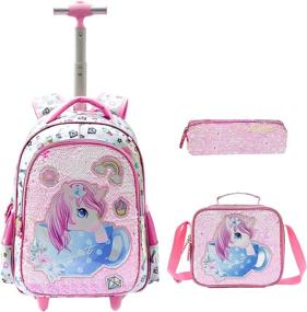 img 4 attached to 🎒 Stylish and Practical Rolling Backpack School Bookbag for Girls