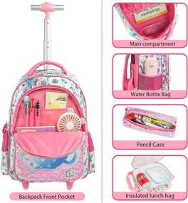 img 1 attached to 🎒 Stylish and Practical Rolling Backpack School Bookbag for Girls