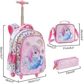 img 3 attached to 🎒 Stylish and Practical Rolling Backpack School Bookbag for Girls