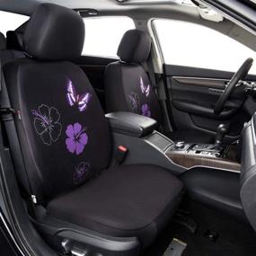 img 1 attached to 🌸 CAR PASS Flower and Butterfly Universal Car Seat Covers: Stylish Protection for Suvs, Sedans, and Vehicles - Airbag Compatible (11PCS, Black and Purple)