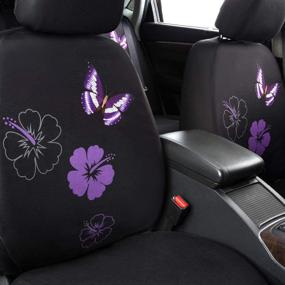 img 2 attached to 🌸 CAR PASS Flower and Butterfly Universal Car Seat Covers: Stylish Protection for Suvs, Sedans, and Vehicles - Airbag Compatible (11PCS, Black and Purple)