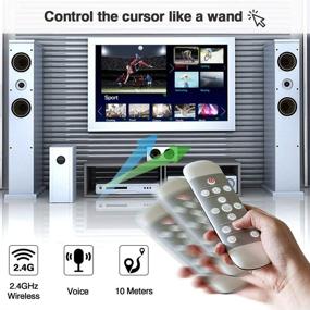 img 2 attached to 🔥 2.4G Voice Remote Control with Air Mouse, Wireless Full Keyboard Touchpad, Backlit, Anti-Lost, Multifunctional Remote Control for Android TV Box/Nvidia Shield/PC/Projector/PC/HTPC