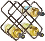 mdesign bronze metal wine rack - stylish countertop organizer for kitchen, pantry, fridge - holds 5 bottles of wine, beer, pop/soda, water bottles - 3 levels storage solution logo