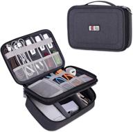 🎒 medium black bubm electronic organizer for cables, cord, usb flash drive, power bank and more – double layer travel gadget storage bag with a sleeve pouch for 7.9" ipad mini logo