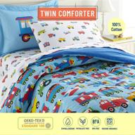 🚂 100% cotton twin comforter for boys & girls by wildkin - includes lightweight comforter, pillow sham - fits standard twin mattress - bpa-free - trains, planes & trucks design logo