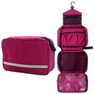 🌹 convenient and spacious monstina travel toiletry bag with hanging hook - ideal for hotels and bathrooms (rose red) logo