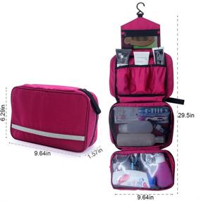 img 3 attached to 🌹 Convenient and Spacious MONSTINA Travel Toiletry Bag with Hanging Hook - Ideal for Hotels and Bathrooms (Rose Red)