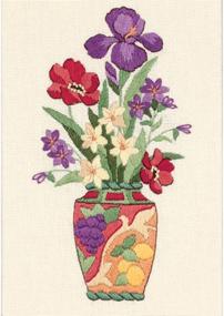 img 1 attached to 🌸 Enhance Your Home Décor with DIMENSIONS Elegant Flower Vase Crewel Embroidery Kit, 5'' W x 7'' H