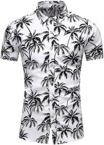 img 4 attached to Exude Tropical Vibes with LEFTGU Printed Hawaiian Button Down in Medium - Perfect for Casual or Summer-Ready Looks!