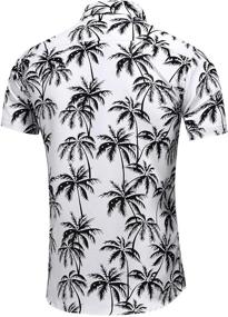 img 3 attached to Exude Tropical Vibes with LEFTGU Printed Hawaiian Button Down in Medium - Perfect for Casual or Summer-Ready Looks!