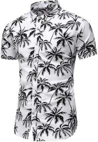 img 2 attached to Exude Tropical Vibes with LEFTGU Printed Hawaiian Button Down in Medium - Perfect for Casual or Summer-Ready Looks!