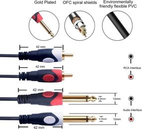 img 2 attached to Devinal 1/4 to RCA Cable - Dual RCA to 1/4 TS Interconnect Cable 🔌 - Double 6.35mm Mono to 2 RCA/Phono Stereo Patch Cable Adapter - 25 Foot 7.5m