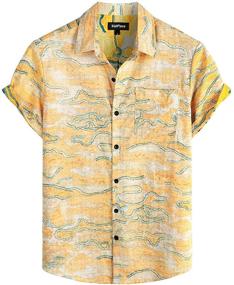 img 4 attached to VATPAVE Pocket Hawaiian Shirts Casual Men's Clothing for Shirts