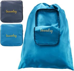 img 4 attached to 2-Piece Travel Laundry Bag Set - Small Dirty Clothes Bags for Traveling - Lightweight and Expandable Laundry Bag - Suitcase-friendly with Zipper and Drawstring Closure - Nylon Material (Available in Blue, Gray, and Classical Pattern)