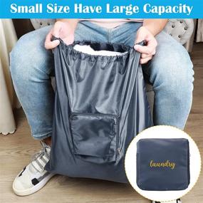 img 1 attached to 2-Piece Travel Laundry Bag Set - Small Dirty Clothes Bags for Traveling - Lightweight and Expandable Laundry Bag - Suitcase-friendly with Zipper and Drawstring Closure - Nylon Material (Available in Blue, Gray, and Classical Pattern)