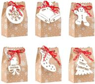 🎁 chichic 24pcs christmas goodie bags assortment with gift tags - kraft paper holiday gift bags for christmas party supplies, 7.2 x 4.6 x 2.9 logo