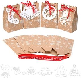 img 3 attached to 🎁 CHICHIC 24PCS Christmas Goodie Bags Assortment with Gift Tags - Kraft Paper Holiday Gift Bags for Christmas Party Supplies, 7.2 x 4.6 x 2.9