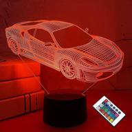 🏎️ 3d sport racing car night light with remote control - 16 colors changing - perfect holiday, xmas, birthday gifts for kids, children, teens and toddlers логотип