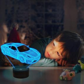 img 2 attached to 🏎️ 3D Sport Racing Car Night Light with Remote Control - 16 Colors Changing - Perfect Holiday, Xmas, Birthday Gifts for Kids, Children, Teens and Toddlers