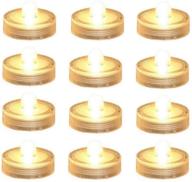 🕯️ pack of 12 waterproof submersible tea lights for party & wedding décor - bright led flameless tea candles, battery operated, warm white логотип