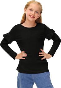 img 1 attached to 👚 BesserBay Girls Ruffle Long Sleeve Casual Fall Tunic Shirt: Sizes 4-12 Years