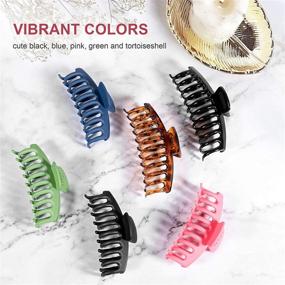 img 1 attached to 🌺 Hitituto Big Hair Claw Clips 6 Packs - 4.33" and 5.2" Matte and Nonslip Hair Clips for Thick and Thin Long Hair - Large Banana and Jaw Clips Hair Accessories for Women Ladies...