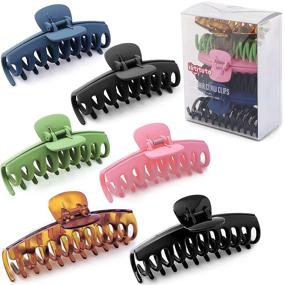 img 4 attached to 🌺 Hitituto Big Hair Claw Clips 6 Packs - 4.33" and 5.2" Matte and Nonslip Hair Clips for Thick and Thin Long Hair - Large Banana and Jaw Clips Hair Accessories for Women Ladies...