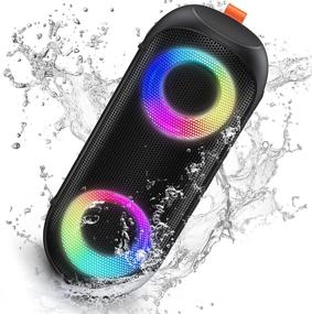 img 4 attached to Kunodi IPX7 Waterproof Bluetooth Speaker: Colorful RGB Lights, 20W Stereo Sound, 30H Playtime - Perfect for Party, Travel, and Outdoor Adventures!