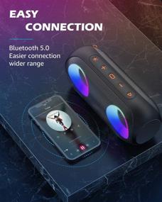 img 1 attached to Kunodi IPX7 Waterproof Bluetooth Speaker: Colorful RGB Lights, 20W Stereo Sound, 30H Playtime - Perfect for Party, Travel, and Outdoor Adventures!