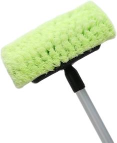 img 1 attached to 12-Inch Car Wash Brush with Extended Handle and Gentle Scrub Bristles for Car, Truck, Boat, RV, Home Siding, Deck Cleaning - Green