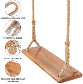 img 3 attached to Strong Elm Wood Tree Swing Seat - Durable Hanging Swings for Kids and Adults, Perfect for Garden, Yard, Indoor Play, Supports up to 440IB weight, Ideal for Both Children and Adults