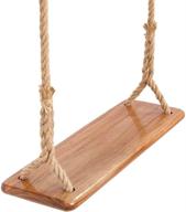 strong elm wood tree swing seat - durable hanging swings for kids and adults, perfect for garden, yard, indoor play, supports up to 440ib weight, ideal for both children and adults логотип