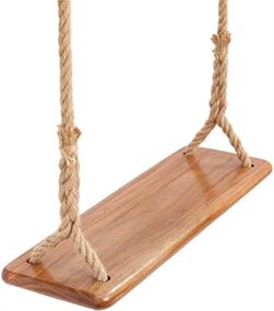 img 4 attached to Strong Elm Wood Tree Swing Seat - Durable Hanging Swings for Kids and Adults, Perfect for Garden, Yard, Indoor Play, Supports up to 440IB weight, Ideal for Both Children and Adults