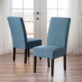 img 3 attached to 🔵 Stylish & Affordable: Christopher Knight Home Pertica Fabric Dining Chairs, Set of 2 in Blue