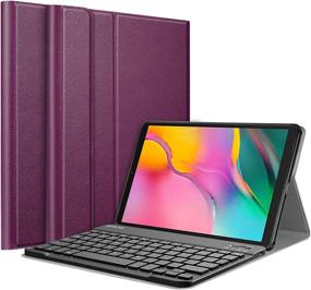img 4 attached to Fintie Keyboard Case for Samsung Galaxy Tab A 10.1 2019 Model - Purple, Slim Shell Stand Cover with Detachable Wireless Keyboard
