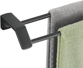 img 4 attached to KAHANG Double Towel Bar 24 Inch: Stylish SUS304 Stainless Steel Bathroom Towel Rack in Matte Golden Edge Black – Hand Made, Brushed Bronze Finish (24)