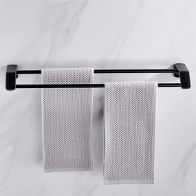 img 2 attached to KAHANG Double Towel Bar 24 Inch: Stylish SUS304 Stainless Steel Bathroom Towel Rack in Matte Golden Edge Black – Hand Made, Brushed Bronze Finish (24)