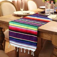 🎉 ourwarm 14 x 84 inch serape table runner for mexican party wedding decorations, fringe cotton table runner logo